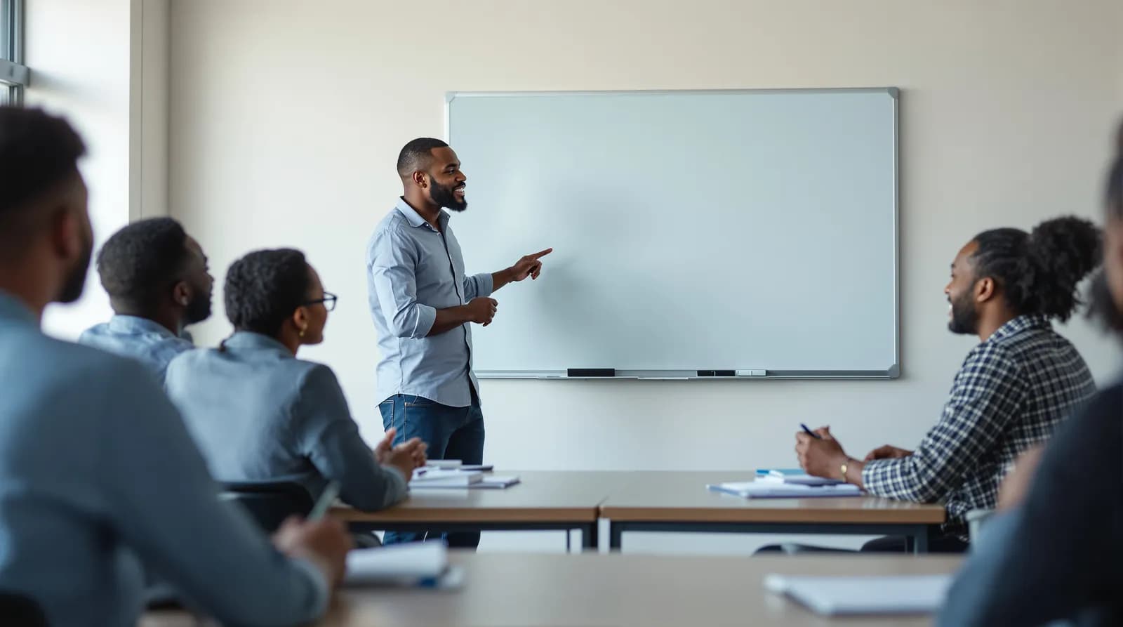 Practical training workshop with diverse adult learners