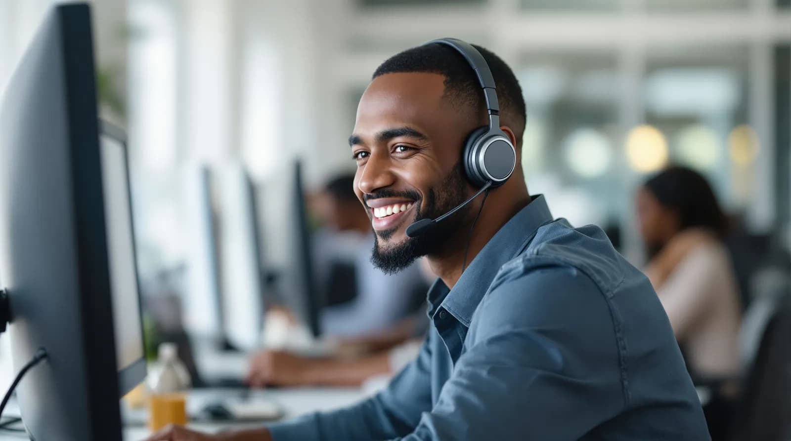 Blue Oceans product specialist on a client call